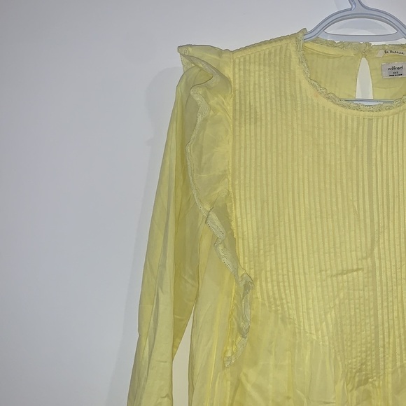 ARITZIA Wilfred Yellow La Boheme Elia Mini Babydoll Tunic Ruffle Dress Size XXS - Picture 6 of 17